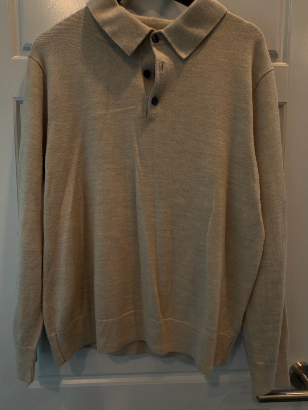 Banana Republic Extra Fine Merino Wool Polo Sweater Men’s Large Beige